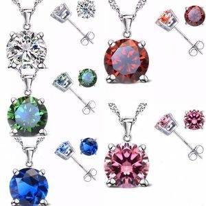 NEW .925 Sterling Silver Earring and Necklace Set